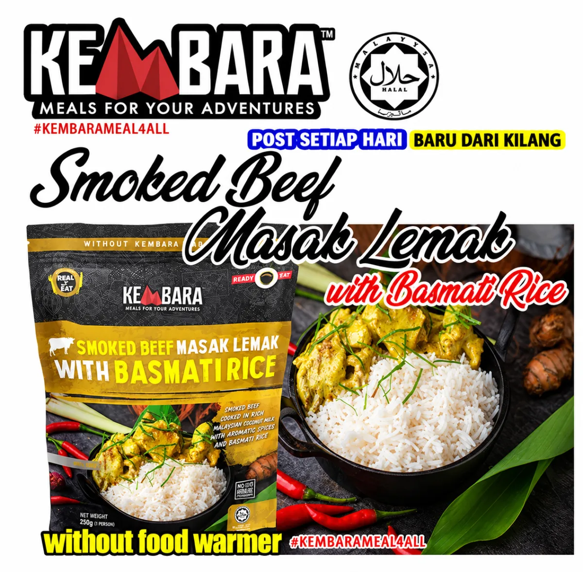 Kembara Ready To Eat Meal Smoked Beef with Basmathi Rice
