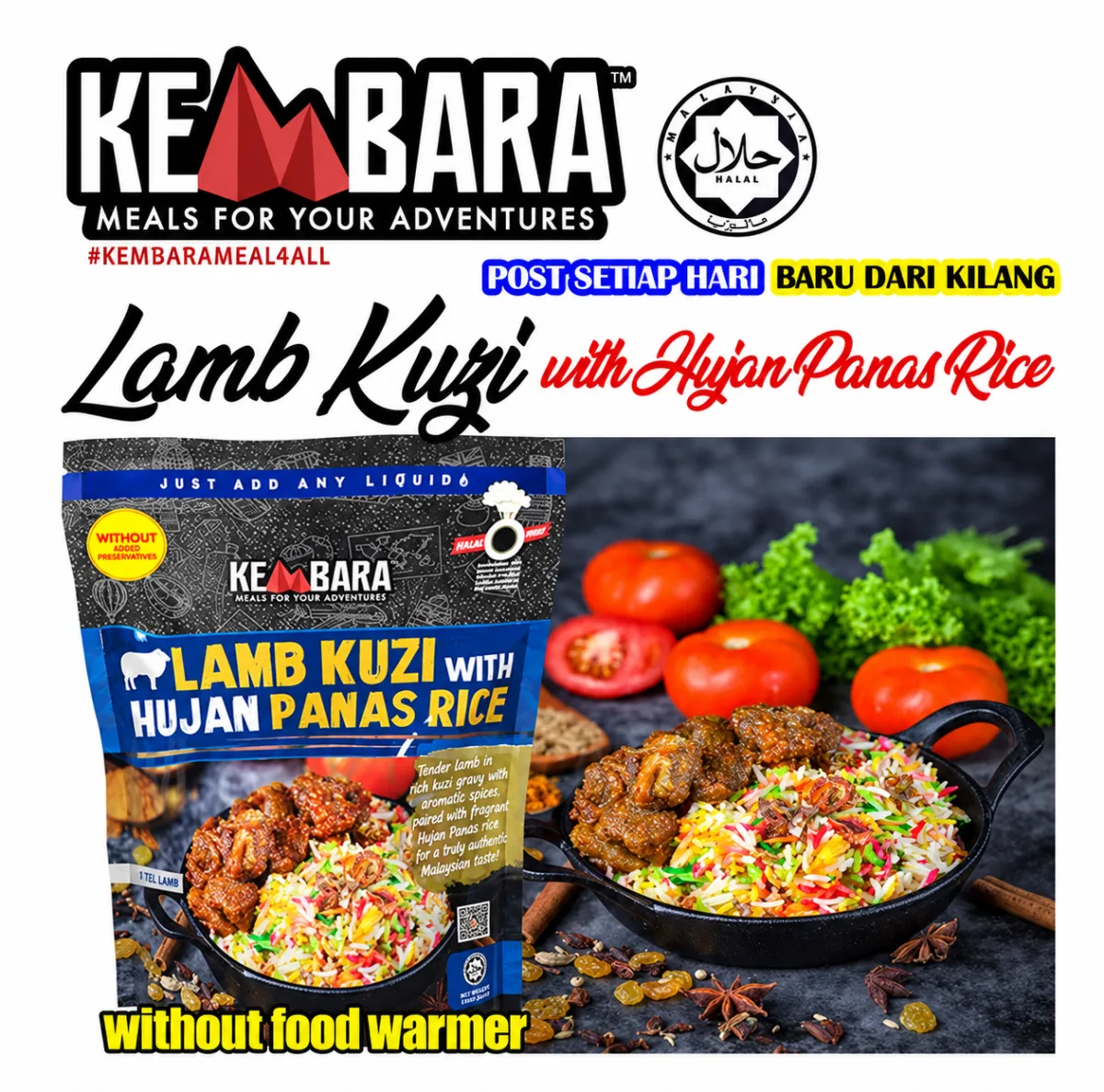 Kembara Ready To Eat Meal Lamb Kuzi with Hujan Panas Rice