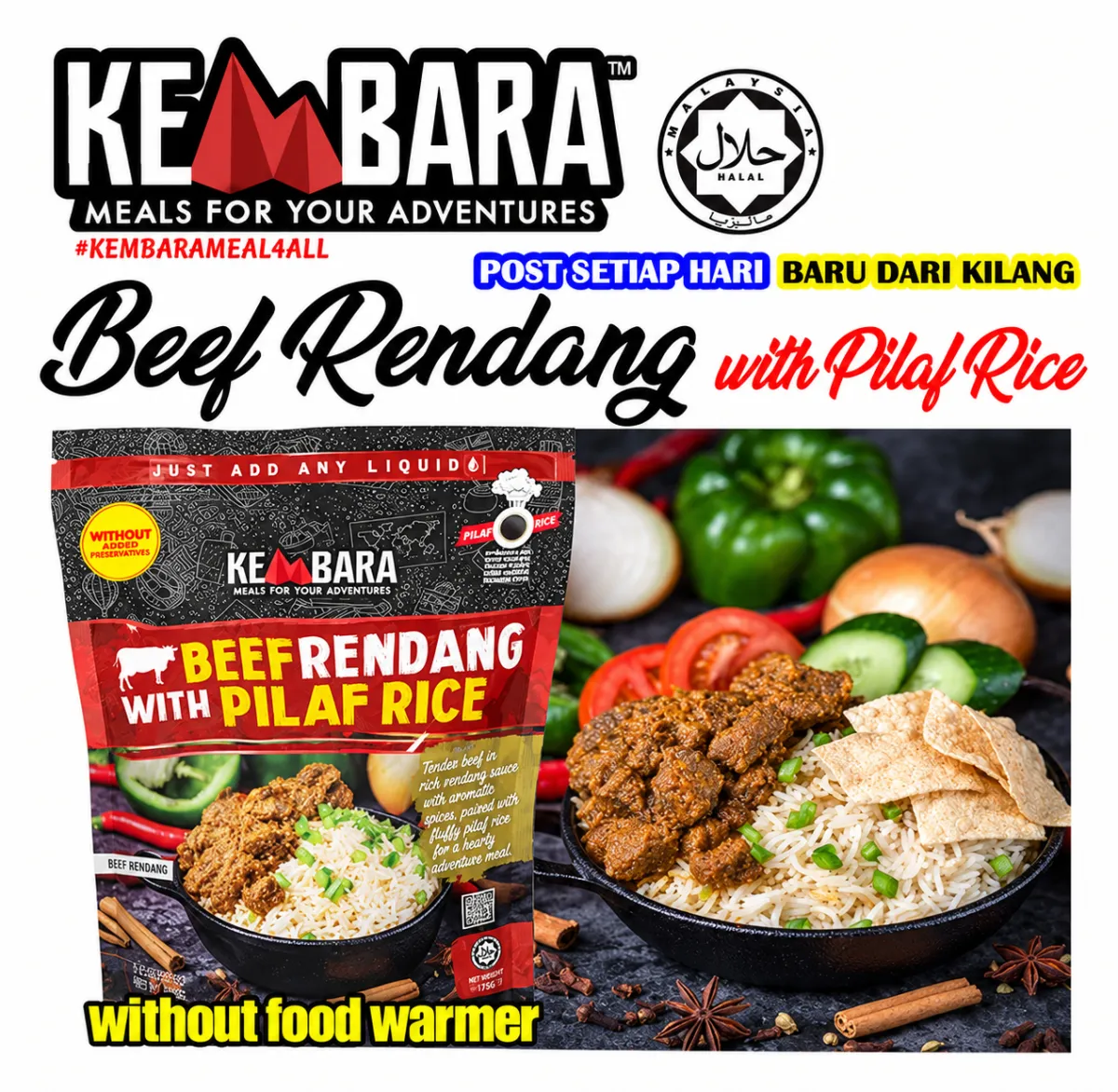 Kembara Ready To Eat Meal Beef Rendang with Pilaf Rice