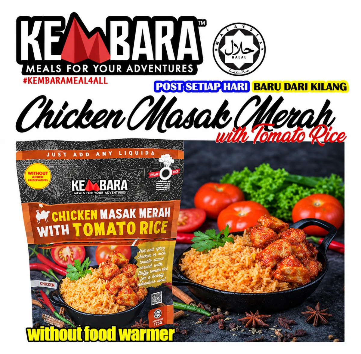 Kembara Ready To Eat Meal Chicken Mask Merah with Tomato Rice