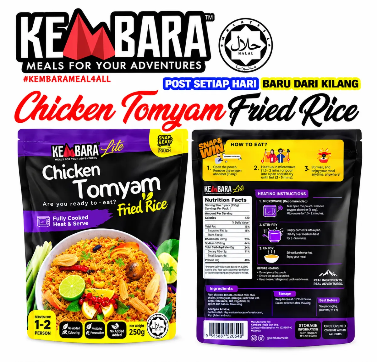 Kembara Ready To Eat Meal Chicken Tomyam Fried Rice
