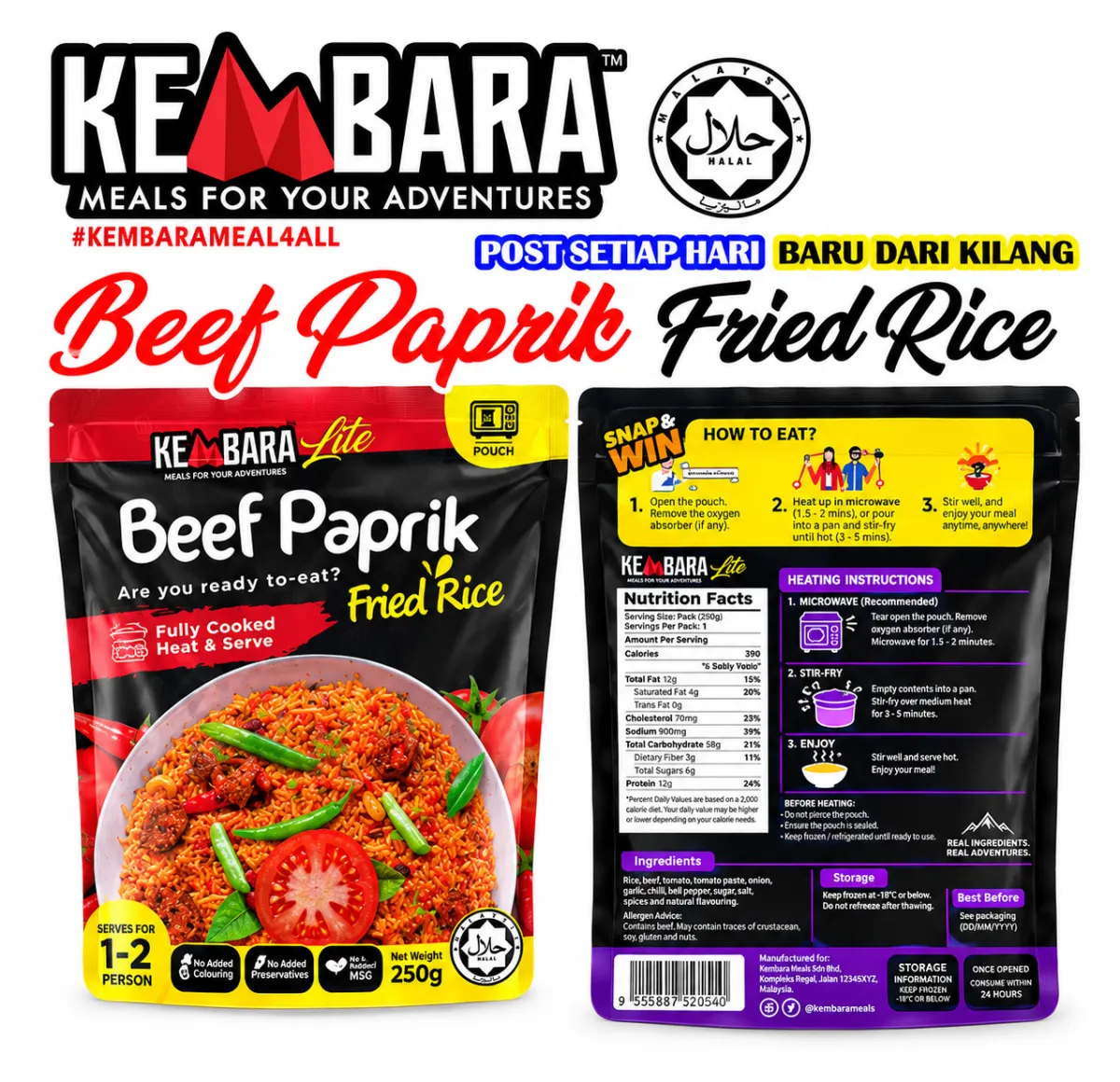 Kembara Ready To Eat Meal Beef Paprik Fried Rice