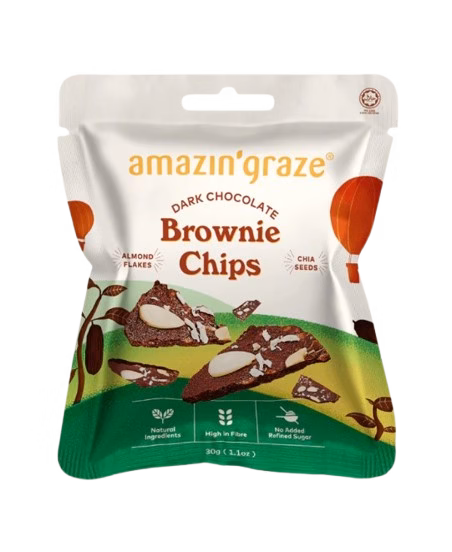 AMAZIN GRAZE MINI DARK CHOCOLATE BROWNIE CHIPS 30G